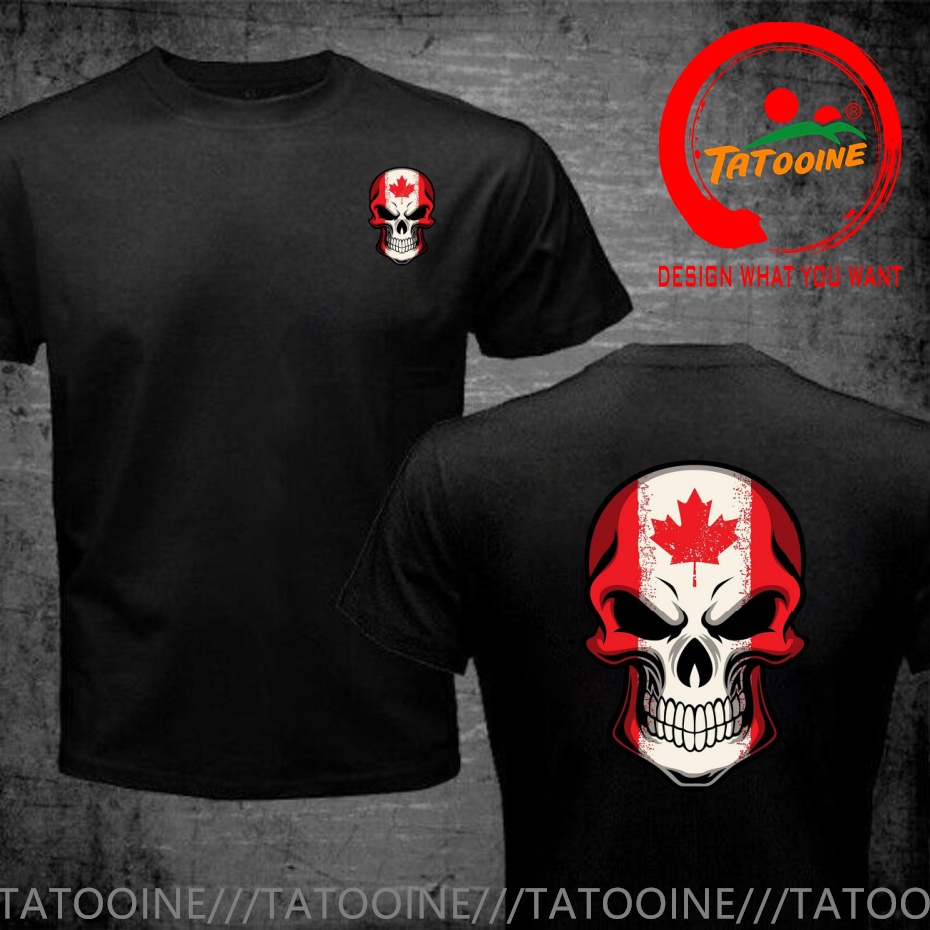Street Fashion Canada - Komik Tasarım Kanada Bayrağı Kafatası Üzerine